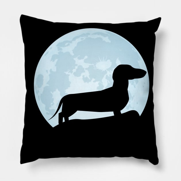 dachshund lover dog moon gift wiener dog silhouette Pillow by T-shirt verkaufen