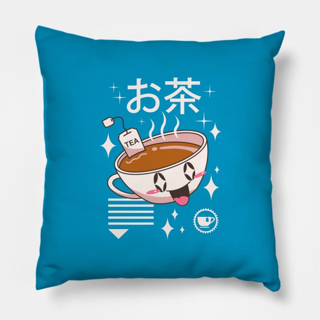 Kawaii Tea Pillow by Vincent Trinidad Art