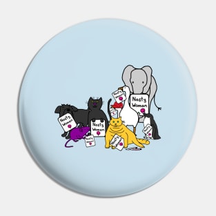 Small Animals with Nasty Woman Signs Pin