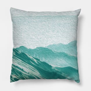 Teal Mountains Oil Effects 3 Pillow