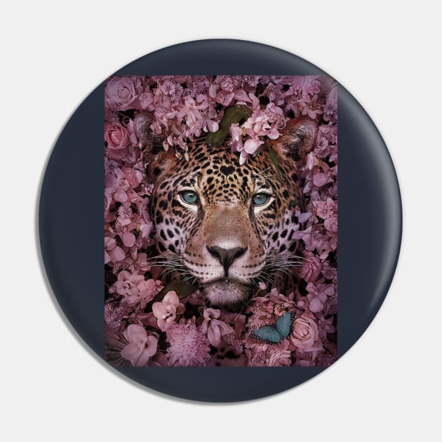 Tiger In Flowers Pin by Alexander S.