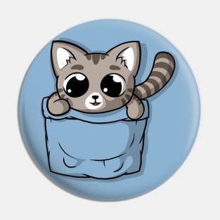 Cute Gray Pocket Cat Pin