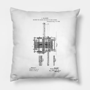 Machine for opening the eyes of loom harness Vintage Patent Hand Drawing Pillow