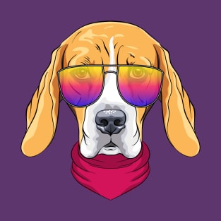 Hipster serious dog Beagle T-Shirt