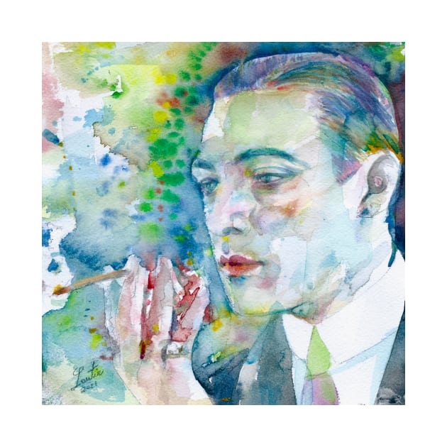 RUDOLPH VALENTINO watercolor portrait by lautir