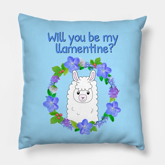 Will you be my llamentine 2022? Pillow by Purrfect