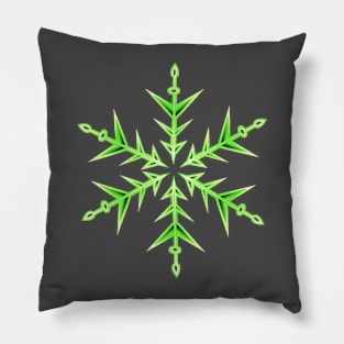 Minimalistic Green Snowflake Hand Drawn Art Pillow