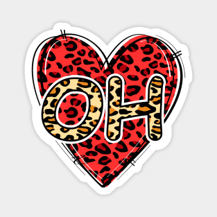 Love OHIO Leopard Heart OH Magnet