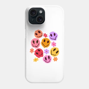 Trippy Melting Smiling Faces with Flowers Phone Case