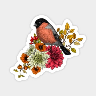 Bullfinch on autumn bouquet Magnet