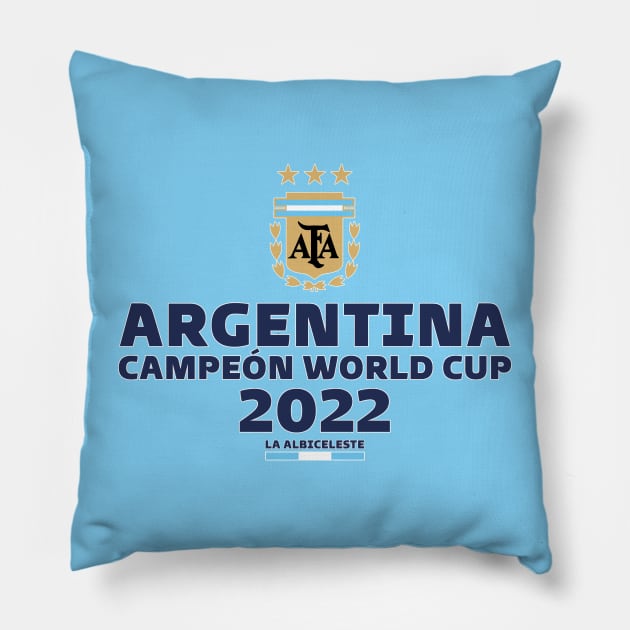 Argentina World Cup Champions 2022 Pillow by Generalvibes