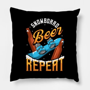 Funny Snowboard Beer Repeat Snowboarding Pillow