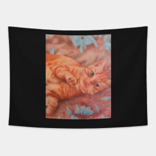 Butterfly Cat Colored Pencil Tapestry