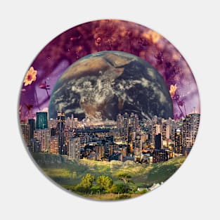 A Cosmic Collage of Stars and Skyscrapers Pin