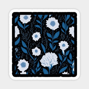 Seamless pattern with hand drawn flowers and leaves. Magnet