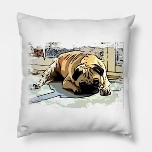 Happy  Pug Dog Pillow