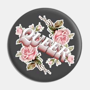 Vintage Victoriana Queer Rose Illustration Design Pin