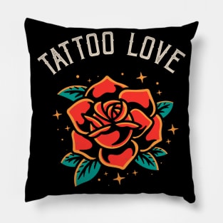 Tattoo Love Rose Tatoo Style Illustration Pillow