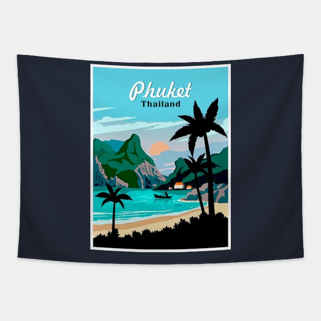 Phuket Thailand Vintage Travel Advertising Print Tapestry by posterbobs