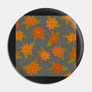 Rose Trail in retro orange and blue grey Pin