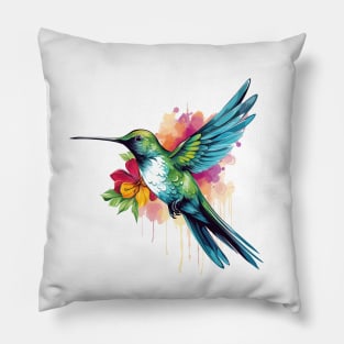 Watercolor Hummingbird Pillow