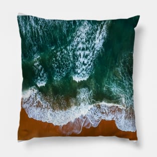 Green ocean waves Pillow