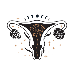 Floral uterus black T-Shirt