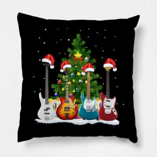 Santa Hat Electric Guitar Classical Guitar Christmas Pillow