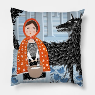 Little red riding hood & big bad wolf Pillow