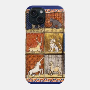 MEDIEVAL BESTIARY FANTASTIC ANIMALS IN GOLD RED BLUE COLORS Phone Case