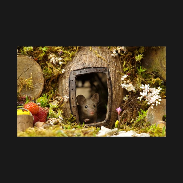 George the mouse in a log pile house by Simon-dell