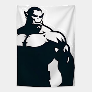 Simple Muscular Bara Orc Silhouette Tapestry