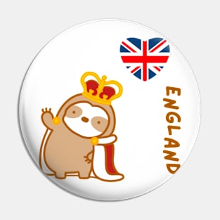 Cute I Love England Sloth Pin