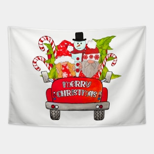 Christmas Truck with Gnomes Tapestry