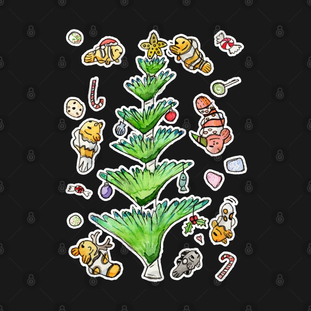 Festive Clownfish and a christmas tree (worm) by narwhalwall