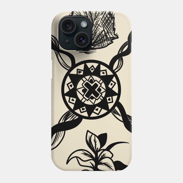 Native American Sacred Plant Black Phone Case by Eyanosa