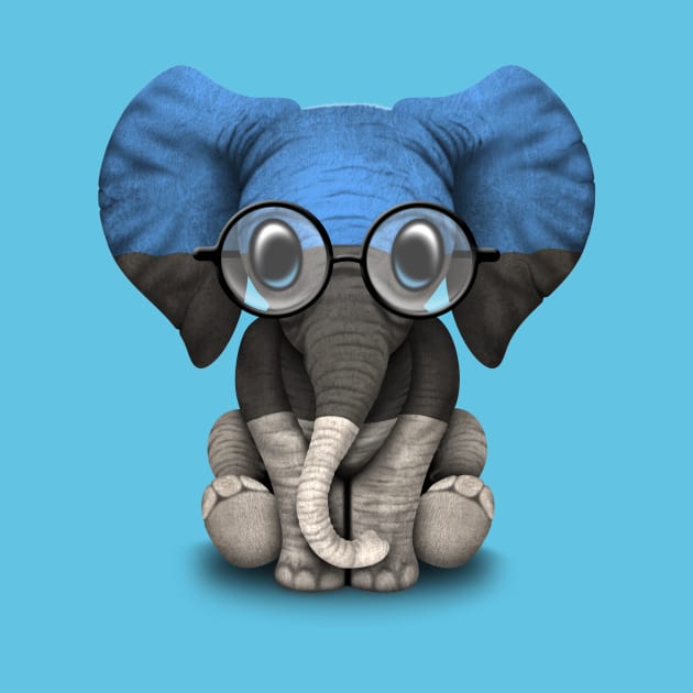 Baby Elephant with Glasses and Estonian Flag by jeffbartels