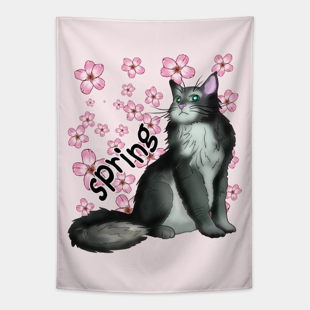 A black and white cat for Spring Tapestry by cuisinecat