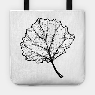 Monochrome Leaf Stipple Shaded Ink Drawing Tote