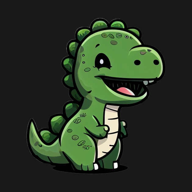 Happy Green Dinosaur by Trendy Tshirts