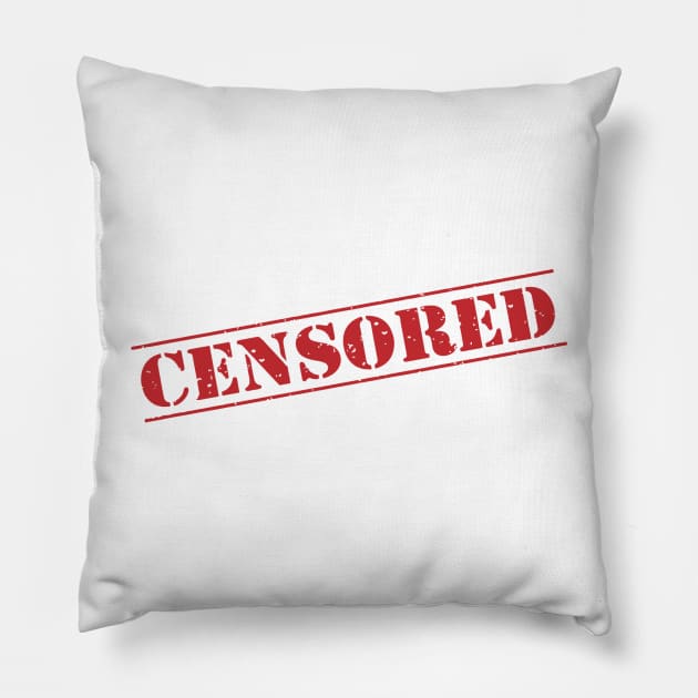 Red Censored Political Stamp of Digital Censorship Pillow by RareLoot19