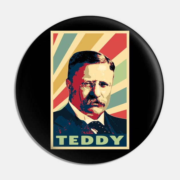 Teddy Roosevelt Vintage Colors Pin by Nerd_art