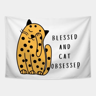 BLESSED AND CAT OBSESSED Tapestry