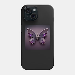 crystal butterfly, purple and diamond 04 Phone Case