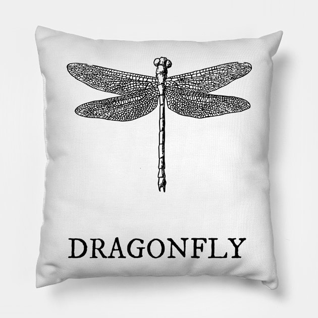 Dragonfly Vintage Illustration Pillow by jutulen