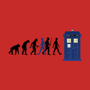 EVOLUTION Of Humans - Blue Police Public Call Box 4 T-Shirt