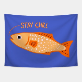 Stay Chill Orange Calming Fish Tapestry