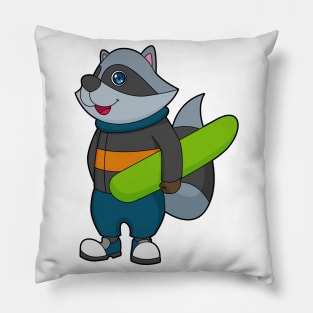 Racoon as Snowboarder with Snowboard Pillow