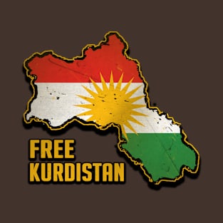 Free Kurdistan. Kurdish Map, Kurdistan Flag, Kurdish T-Shirt