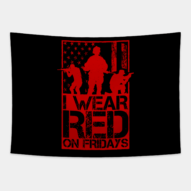 I Wear Red On Fridays US Flag Military Army Tapestry by tobzz